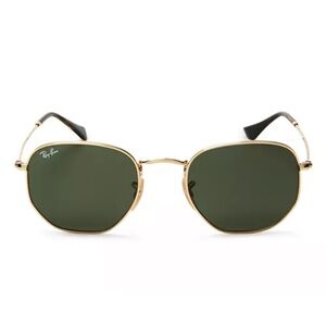 Ray-Ban Hexagonal Gold and Green Sunglasses